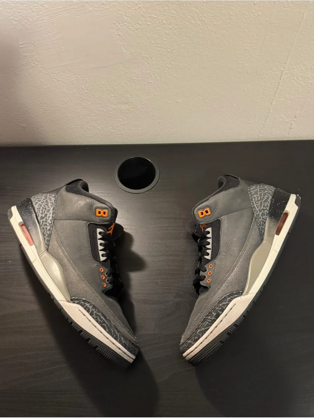Jordan Retro Sneakers in Gray and Orange Accents